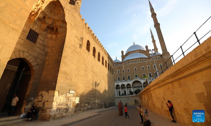 Tourists visit the Saladin Citadel in Cairo, Egypt, on Oct. 14, 2021. The Saladin Citadel, built by Saladin (1138-1193) in the 12th century, is an attraction for tourists in Cairo.Photo:Xinhua