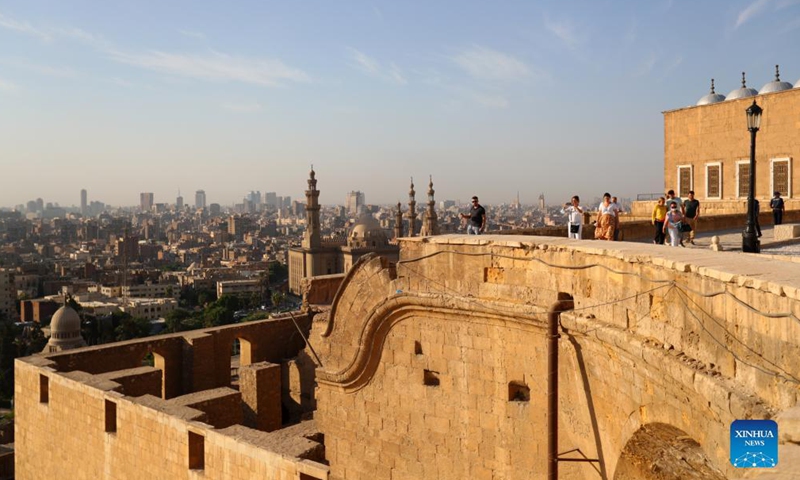 Tourists visit the Saladin Citadel in Cairo, Egypt, on Oct. 14, 2021. The Saladin Citadel, built by Saladin (1138-1193) in the 12th century, is an attraction for tourists in Cairo.Photo:Xinhua