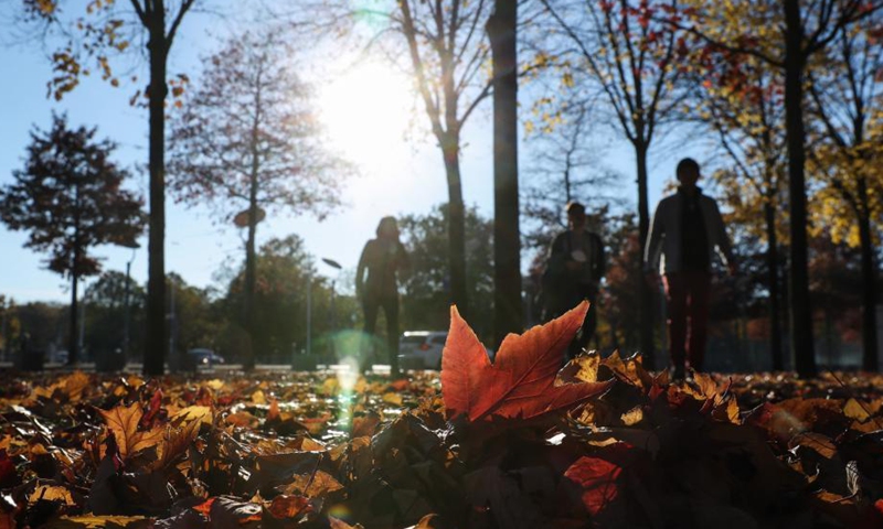 People enjoy the autumn scenery in Berlin, capital of Germany, Oct. 28, 2021.Photo:Xinhua