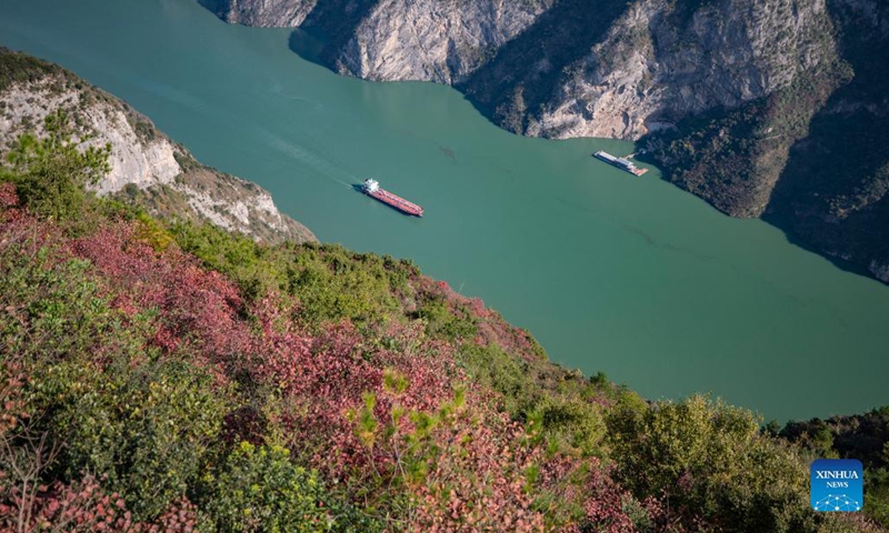 Aerial photo taken in Wushan County, southwest China's Chongqing Municipality on Nov. 18, 2021 shows the Wuxia Gorge, one of the Three Gorges on the Yangtze River.Photo:Xinhua