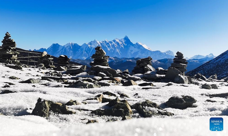 Photo taken on Dec 16, 2021 with a mobile phone shows Mount Namjagbarwa in Nyingchi, southwest China's Tibet Autonomous Region.Photo:Xinhua