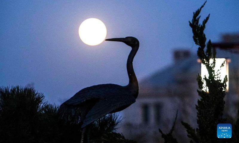 Photo taken on Dec. 19, 2021 shows the full moon in Penglai District, Yantai City, east China's Shandong Province.Photo:Xinhua