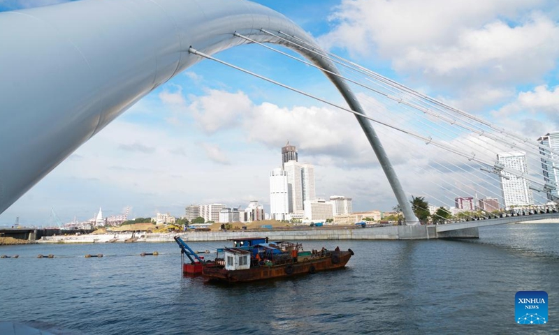 Photo taken on Nov. 26, 2021 shows a footbridge in Colombo's Port City, Sri Lanka. (Xinhua/Tang Lu)