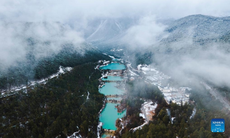 Aerial photo taken on Jan. 13, 2022 shows the winter scenery of Lanyue (Blue Moon) Valley in Lijiang, southwest China's Yunnan Province.Photo:Xinhua