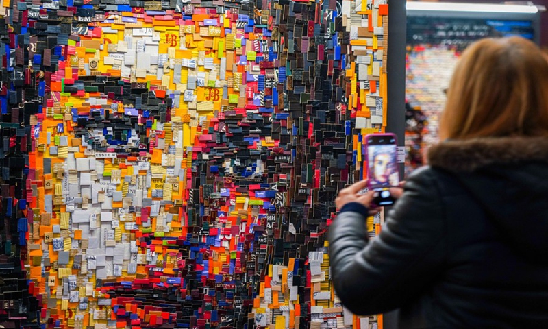 A picture of art design using waste materials at an exhibition at Istanbul Airport, Istanbul, Turkey, Jan. 12, 2022.(Photo: Xinhua)