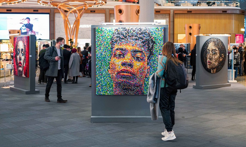 A picture of art design using waste materials at an exhibition at Istanbul Airport, Istanbul, Turkey, Jan. 12, 2022.(Photo: Xinhua)