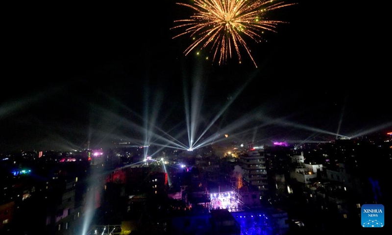 Fireworks explode during Sakrain festival in Dhaka, capital of Bangladesh, on Jan. 14, 2022. People in Dhaka celebrate Sakrain festival, also known as Ghuri Utsob or Kite festival, at the end of Poush, the ninth month of the Bengali calendar (Jan. 14 or 15 in Gregorian calendar).Photo:Xinhua