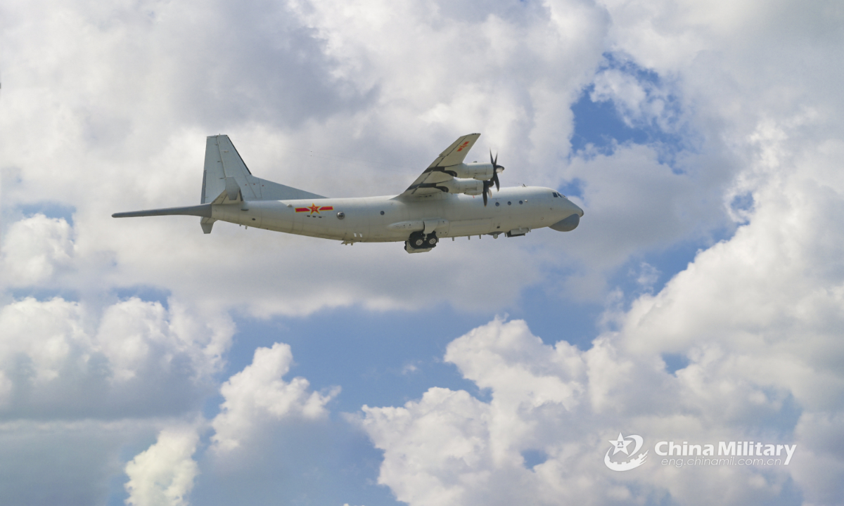 An anti-submarine patrol aircraft attached to a naval aviation regiment under the PLA Southern Theater Command soars into the sky during flight training on January 6, 2022. (eng.chinamil.com.cn/Photo by Qin Qianjiang) 