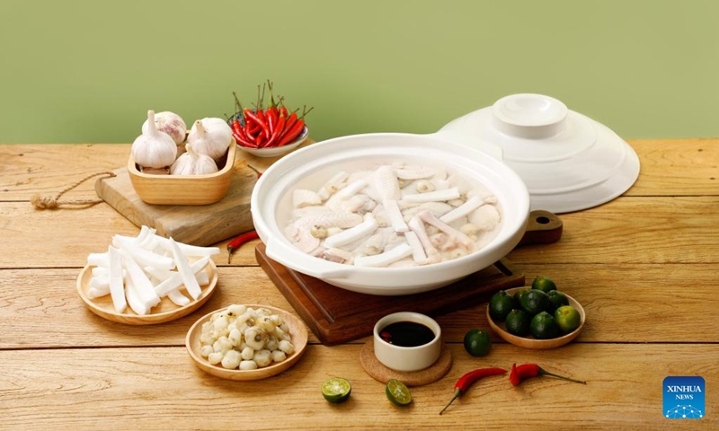 Photo taken on March 1, 2021 shows the content of Hainan coconut hotpot packages produced by the Hainan (Tanniu) Wenchang Chicken Co., Ltd.(Photo: Xinhua)