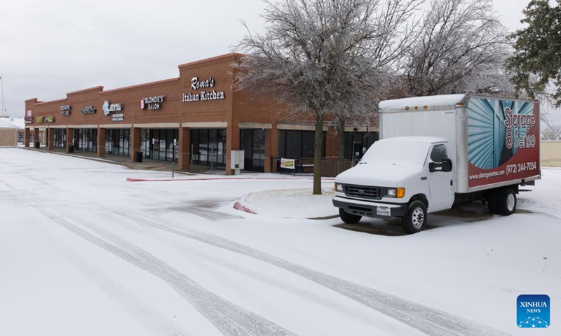 Photo taken on Feb. 3, 2022 shows a closed shopping plaza in Plano, a suburban city of Dallas, Texas, the United States.Photo:Xinhua