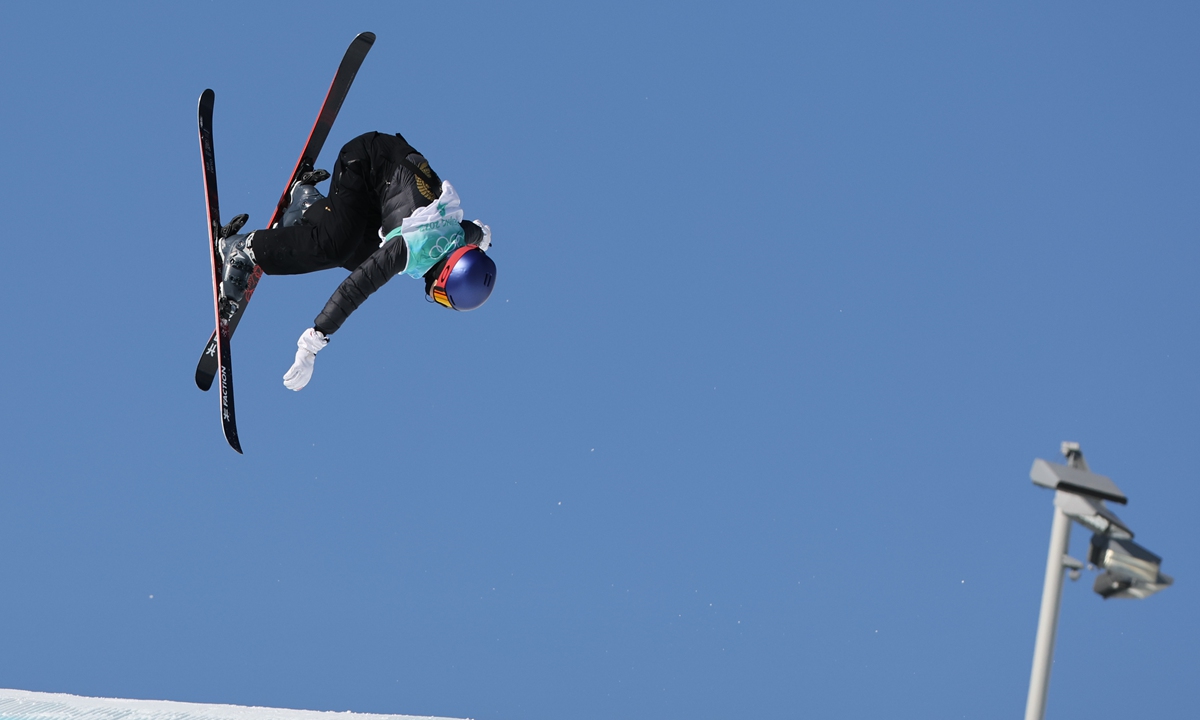 Gu Ailing competes in the women's freeski big air final at the Beijing Winter Olympics on February 8. Photo: Li Hao/Global Times