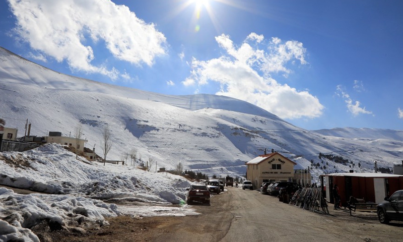 A part of the Cedars Ski Resort is seen in the Bcharre mountains of northern Lebanon, on Jan. 9, 2022.Photo:Xinhua