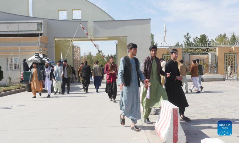 Afghan students are seen in an university in Herat city, Herat province, Afghanistan, Feb. 26, 2022.Photo:Xinhua