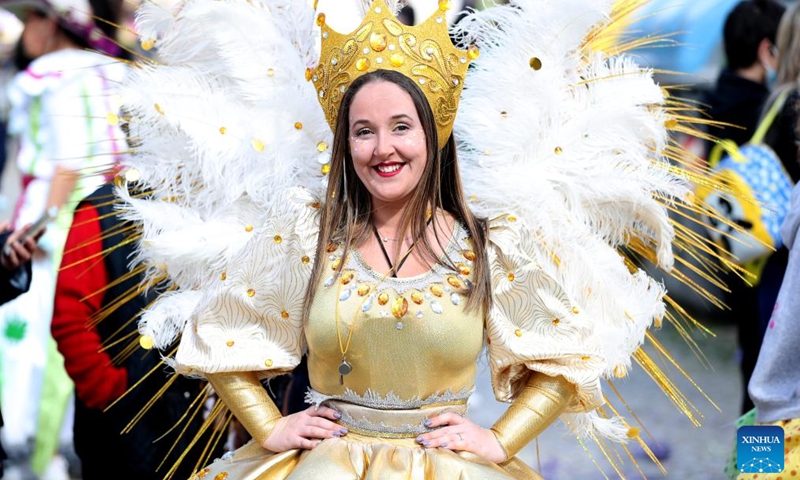 Revelers take part in a carnival parade in Loures, outskirts of Portugal's capital Lisbon, March 1, 2022.Photo:Xinhua