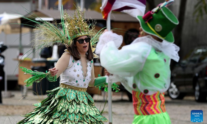 Revelers take part in a carnival parade in Loures, outskirts of Portugal's capital Lisbon, March 1, 2022.Photo:Xinhua