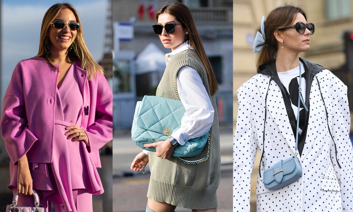 Street looks of models carrying luxury bags Photo: IC