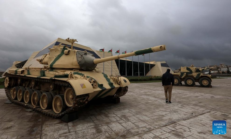 A man visits the Royal Tank Museum in Amman, Jordan, on March 12, 2022.Photo:Xinhua