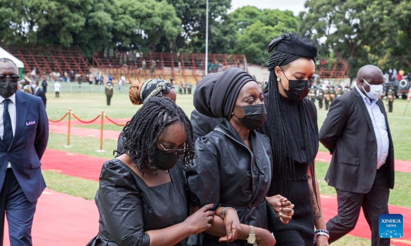 Former First Lady Thandiwe Banda (C) attends the state funeral of former Zambian President Rupiah Banda in Lusaka, Zambia, on March 17, 2022.(Photo: Xinhua)