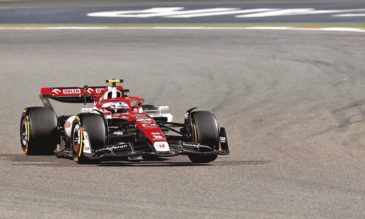 Zhou Guanyu drives during the Bahrain Grand Prix. Photo: IC