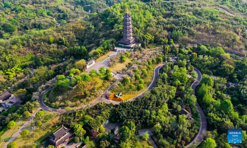 Aerial photo taken on March 19, 2022 shows the Garden Expo park in Chongqing, southwest China. (Photo: Xinhua)