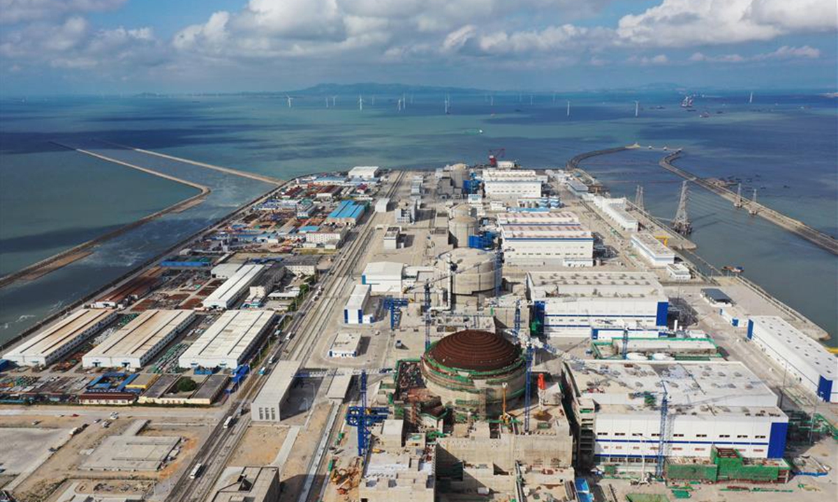 Aerial photo taken on Aug. 31, 2020 shows a panoramic view of Fuqing project in the city of Fuqing, southeast China's Fujian Province. Fuel loading started Friday at China's first nuclear power unit using Hualong One technology, bringing the unit one step closer to operation. Photo: Xinhua/Guo Donghai