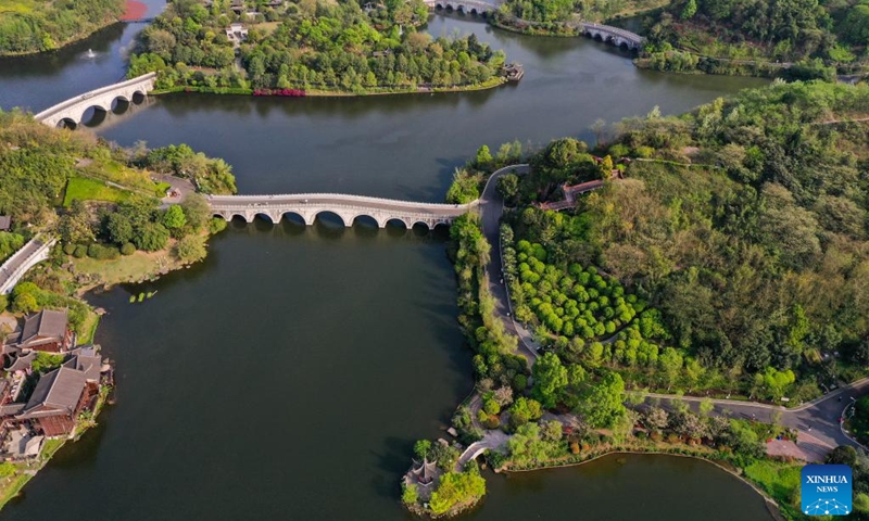 Aerial photo taken on March 19, 2022 shows the Garden Expo park in Chongqing, southwest China. (Photo: Xinhua)