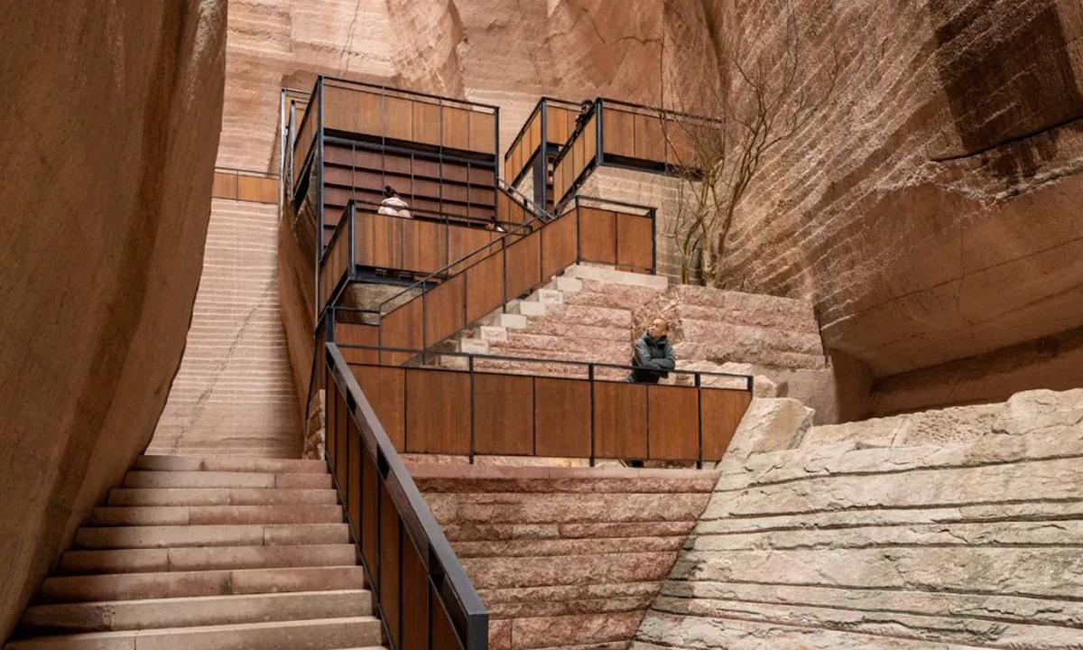 Quarry 8 is tranformed into a library from an abandoned mine in Jinyun in East China's Zhejiang Province, which has attracted many visitors to appreciate.Photo: Courtesy of DnA_Design and Architecture
