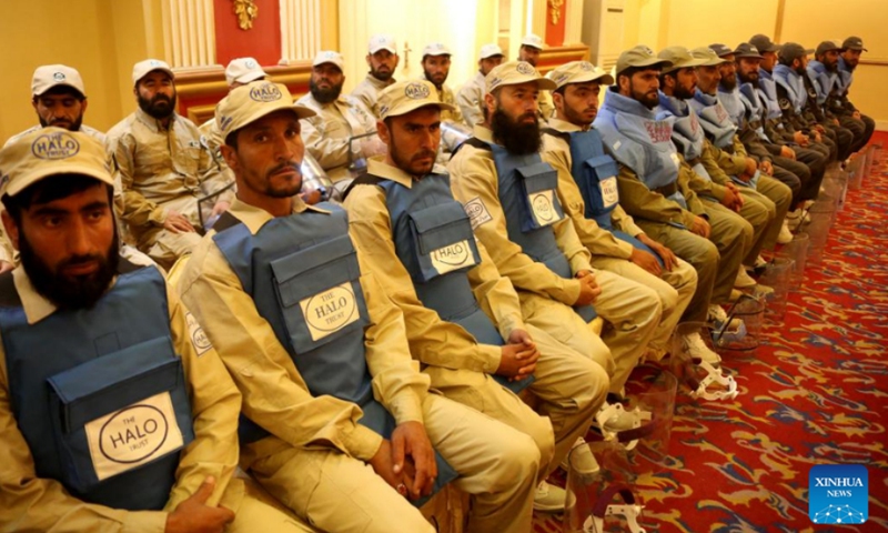 Afghan sappers attend an event marking the International Day for Mine Awareness and Assistance in Mine Action in Kabul, Afghanistan, April 6, 2022.(Photo: Xinhua)