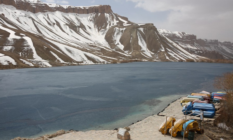 Photo taken on March 18, 2022 shows the scenery of Band-e-Amir Lake in Bamiyan province, Afghanistan.Photo:Xinhua