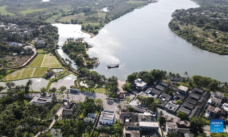 Aerial photo taken on April 8, 2022 shows the view of Liuke Village in Boao, south China's Hainan Province.