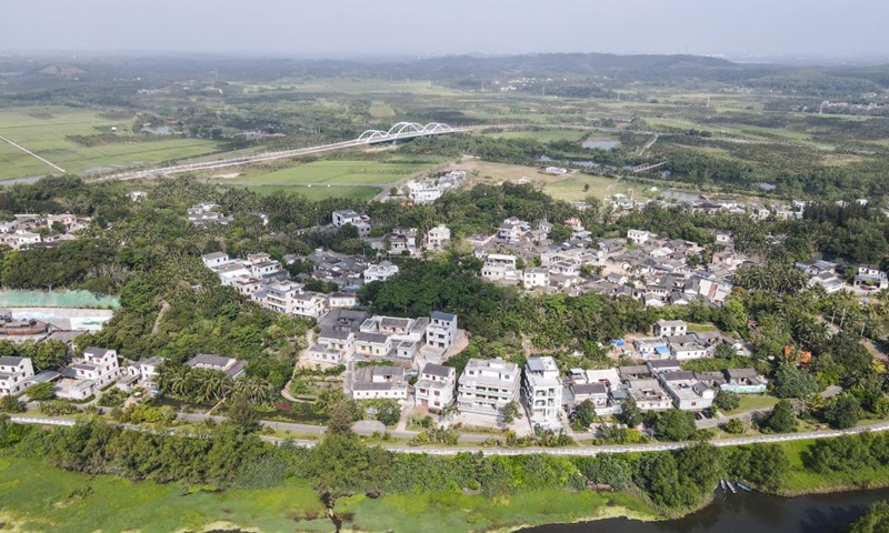 Aerial photo taken on April 9, 2022 shows the view of Shamei Village in Boao, south China's Hainan Province.