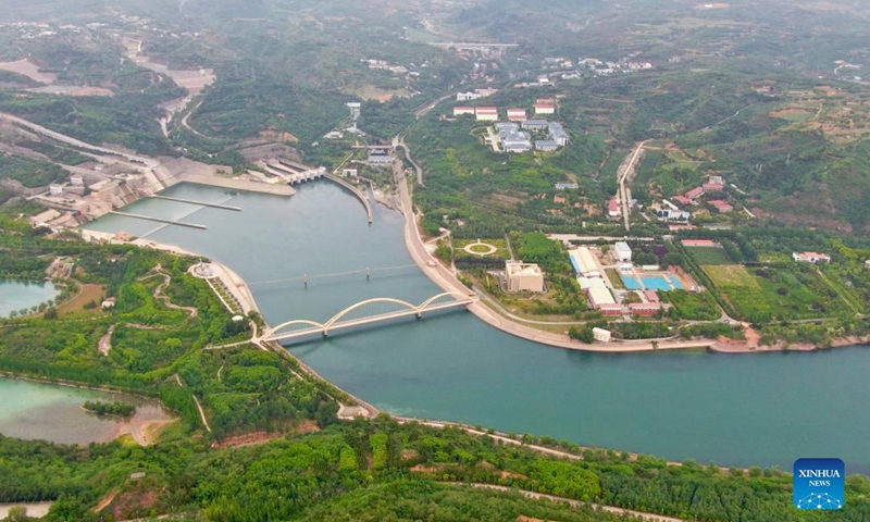 Aerial photo taken on April 27, 2022 shows the Xiaolangdi reservoir on the Yellow River in Jiyuan City, central China's Henan Province.(Photo: Xinhua)