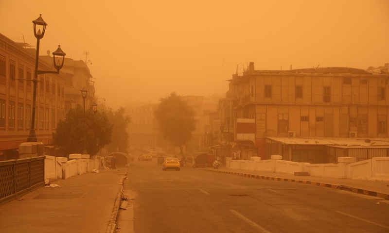 A dust storm hit Baghdad, Iraq, on May 5, 2022.(Photo: Xinhua)