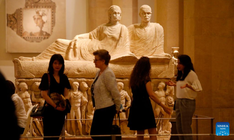 People visit the National Museum of Beirut in Beirut, Lebanon, on June 3, 2022. The National Museum of Beirut celebrated its 80th anniversary of opening here on Friday. (Xinhua/Bilal Jawich)