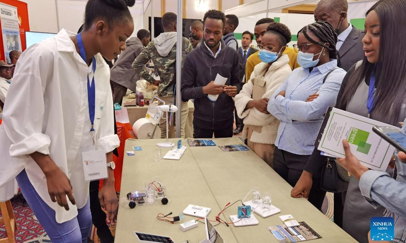 People visit the expo of the 4th Industrial Revolution Conference in Windhoek, Namibia, on June 7, 2022. The southwestern African nation on Tuesday commenced with the country's 4th Industrial Revolution (4IR) Conference which began with an expo in Windhoek. (Photo: Xinhua)