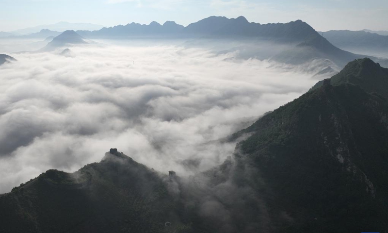 Aerial photo taken on June 9, 2022 shows the scenery of the Great Wall in Qianxi County, Tangshan, north China's Hebei Province.(Photo: Xinhua)