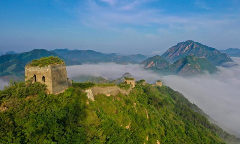 Aerial photo taken on June 9, 2022 shows the scenery of the Great Wall in Qianxi County, Tangshan, north China's Hebei Province.(Photo: Xinhua)