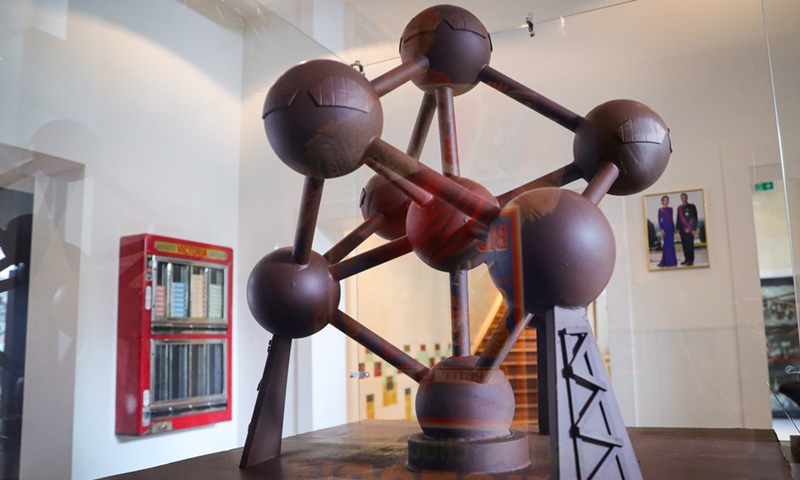 A statue made from chocolate is seen in the Belgian Chocolate Village in Brussels, Belgium, June 9, 2022.Photo:Xinhua