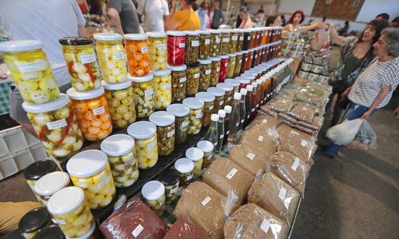 Goods on display at Souk El Tayeb in Beirut, Lebanon, on June 11, 2022.Photo:Xinhua