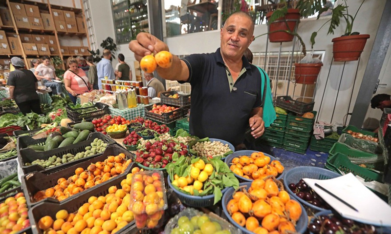 Goods on display at Souk El Tayeb in Beirut, Lebanon, on June 11, 2022.Photo:Xinhua