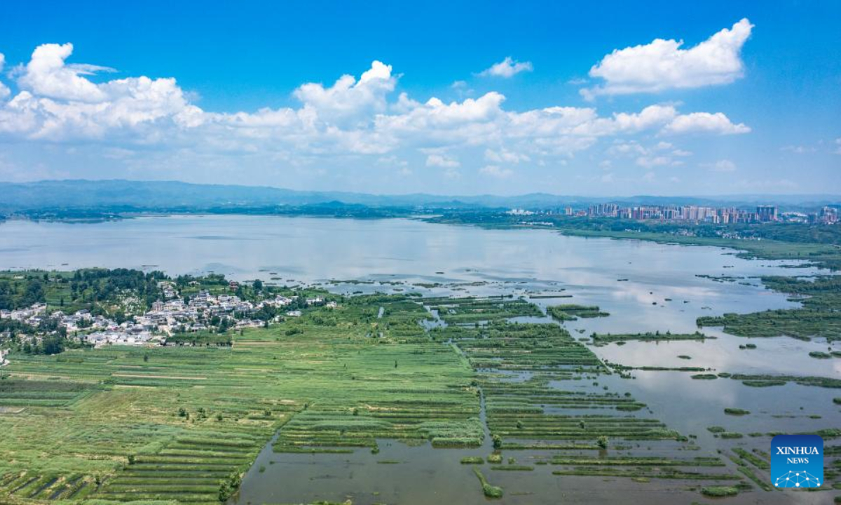 Aerial photo shows the Caohai National Nature Reserve in Weining Yi, Hui and Miao Autonomous County, southwest China's Guizhou Province, July 8, 2022. Photo:Xinhua