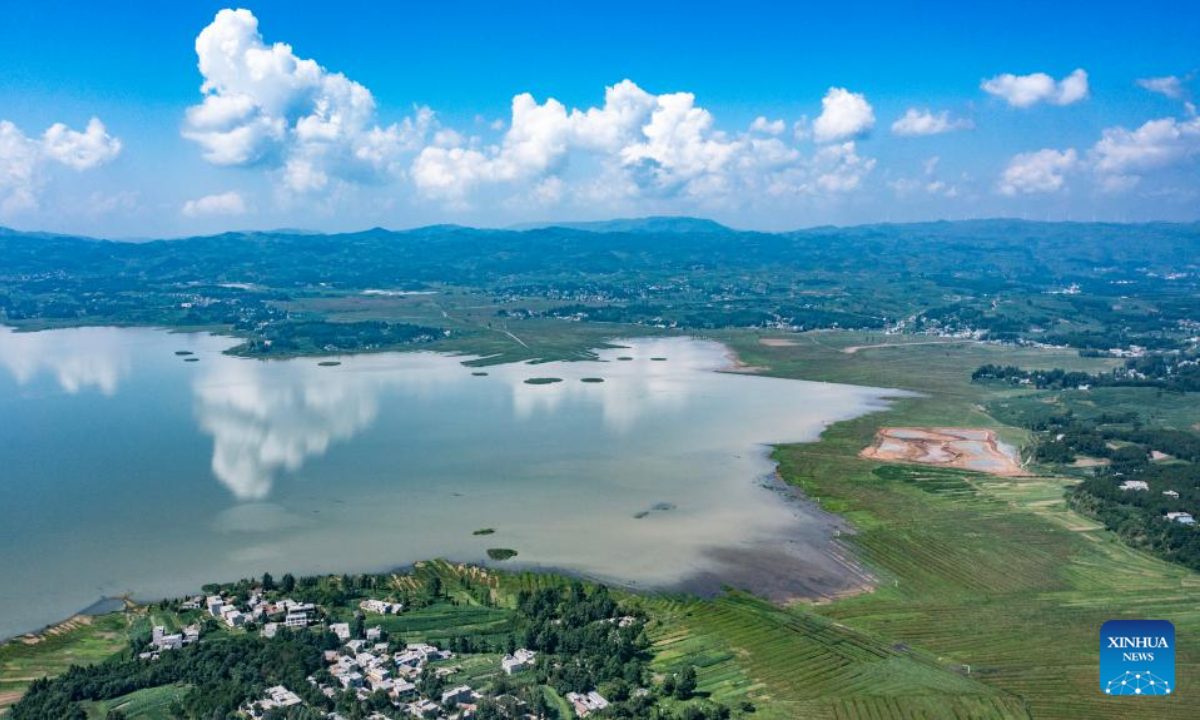 Aerial photo shows the Caohai National Nature Reserve in Weining Yi, Hui and Miao Autonomous County, southwest China's Guizhou Province, July 8, 2022. Photo:Xinhua