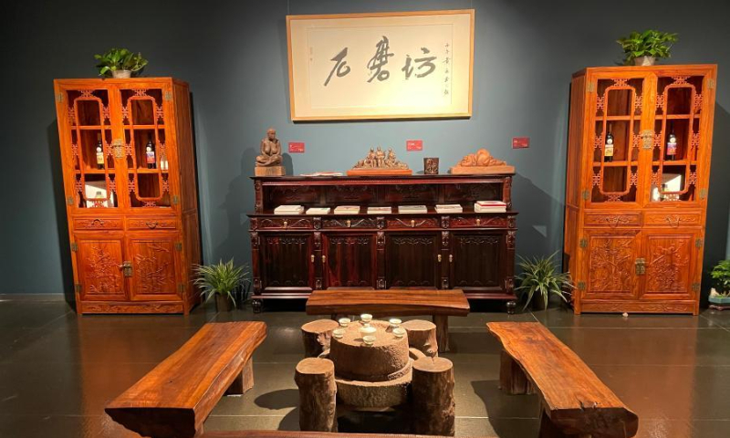 The exhibition restores the scene of Xu Hongfei’s studio in south China’s Guangdong, July 3, 2022. (Photo: Ecns.cn/Zhang Dongfang)