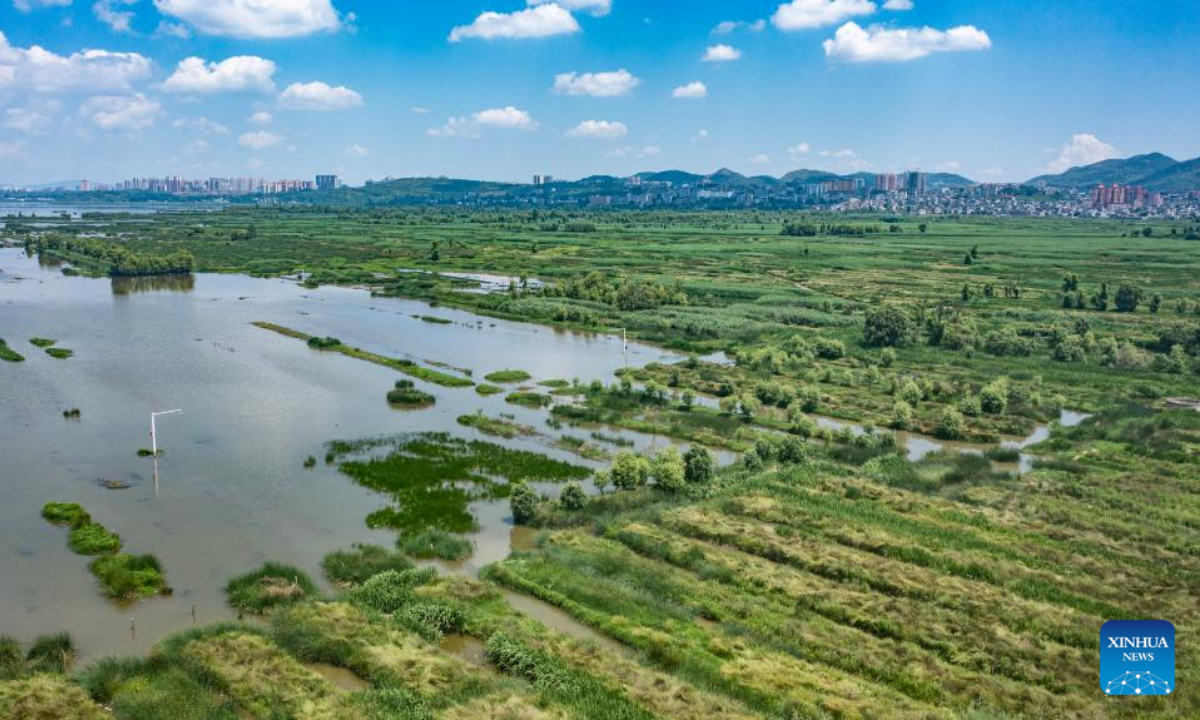 Aerial photo shows the Caohai National Nature Reserve in Weining Yi, Hui and Miao Autonomous County, southwest China's Guizhou Province, July 8, 2022. Photo:Xinhua