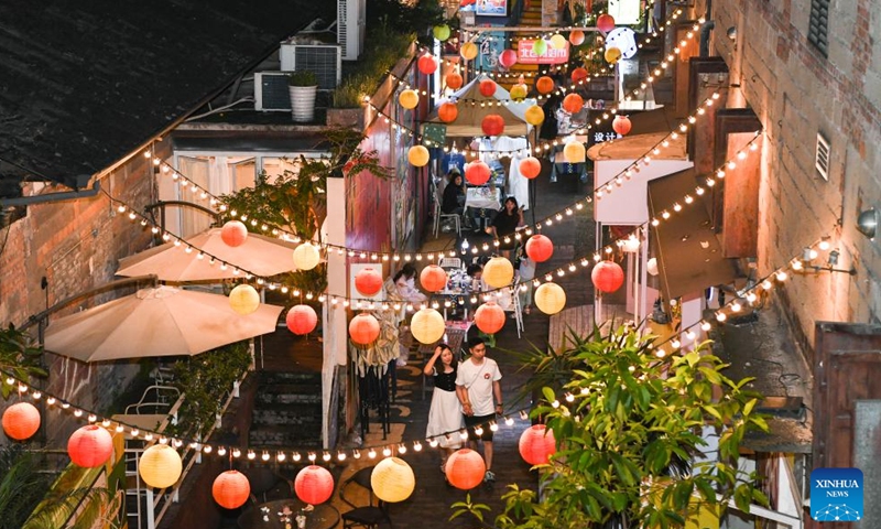 People visit the Beicang Cultural and Creative Block in southwest China's Chongqing Municipality, June 3, 2022.Photo:Xinhua