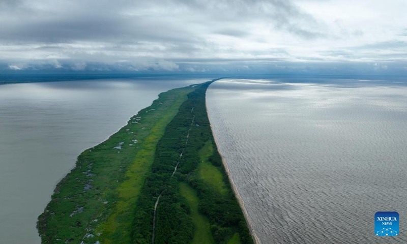 Aerial photo taken on July 9, 2022 shows the scenery of Xingkai Lake at the Xingkai Lake National Nature Reserve in Jixi City of northeast China's Heilongjiang Province.Photo:Xinhua