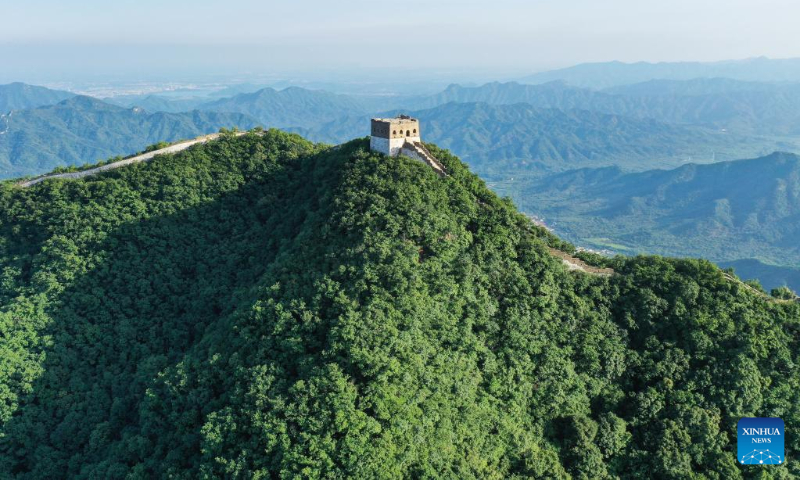 Aerial photo taken on July 10, 2022 shows the scenery of the Jiankou Great Wall in Beijing, capital of China. (Xinhua/Chen Yehua)