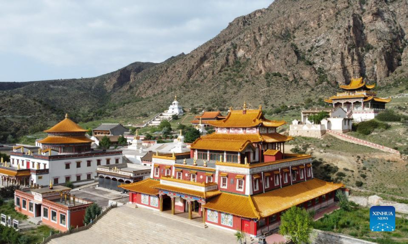 View of Guangzong Temple in Araxan Left Banner, N China's Inner ...