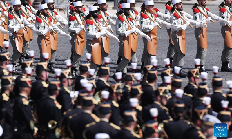 Annual Bastille Day military parade is seen at the Place de la Concorde in Paris, France, July 14, 2022. France on Thursday held its annual Bastille Day celebrations with a traditional military parade.(Photo: Xinhua)