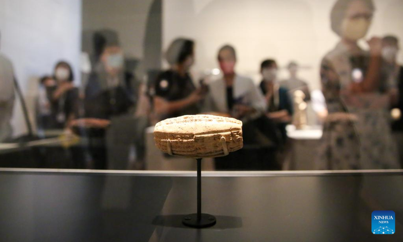 Visitors view exhibits at the Mesopotamian Gallery of the National Museum of Korea in Seoul, South Korea, July 21, 2022. (Xinhua/Wang Yiliang)